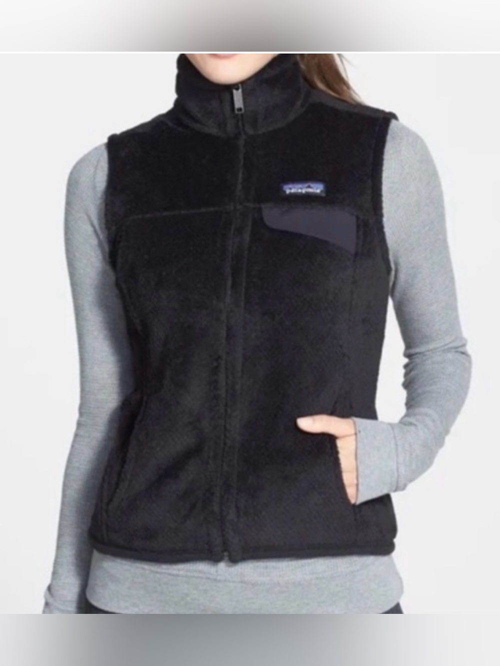 Patagonia 🌈 Retool Polartec Fleece Zip Up Vest black large
